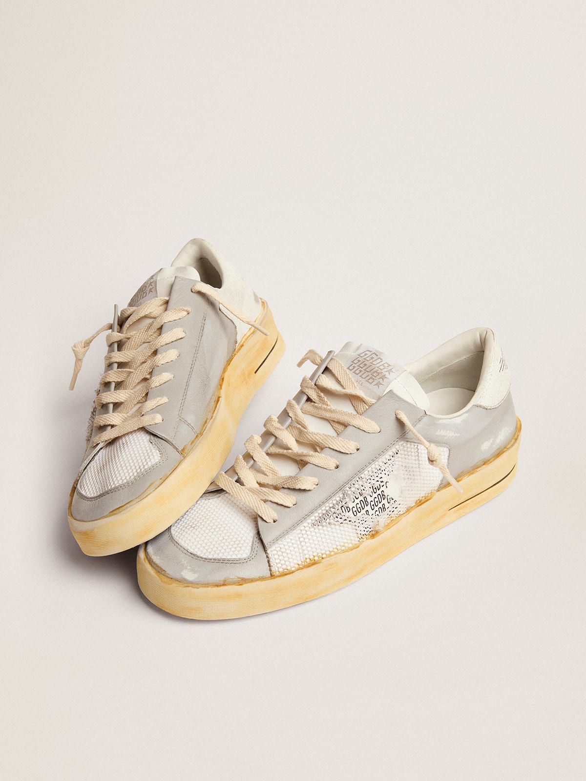 Men's Stardan with white leather star with GGDB print | Golden Goose