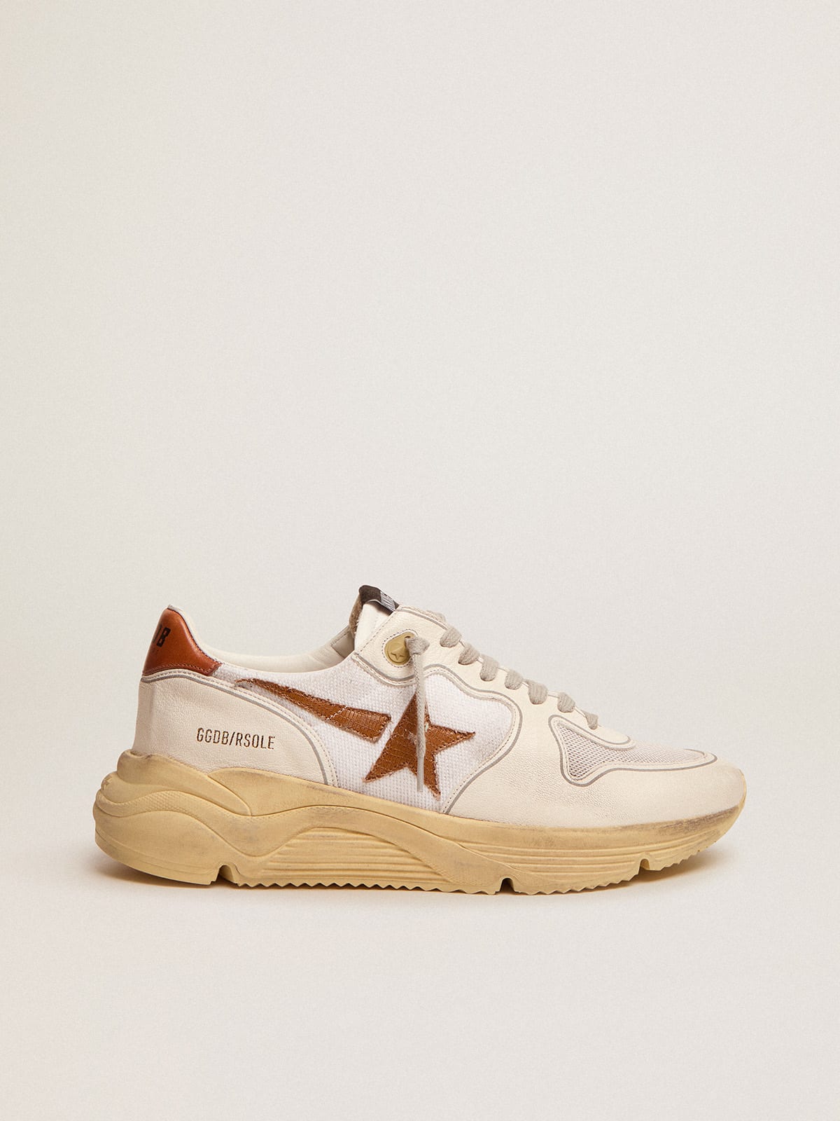 Golden Goose - Men's Running Sole LTD with brown leather star in 