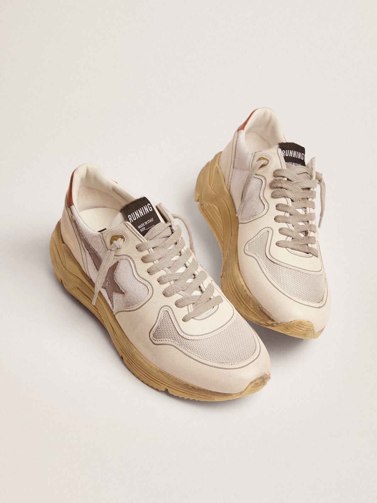 Golden Goose - Men's Running Sole LTD with brown leather star in 