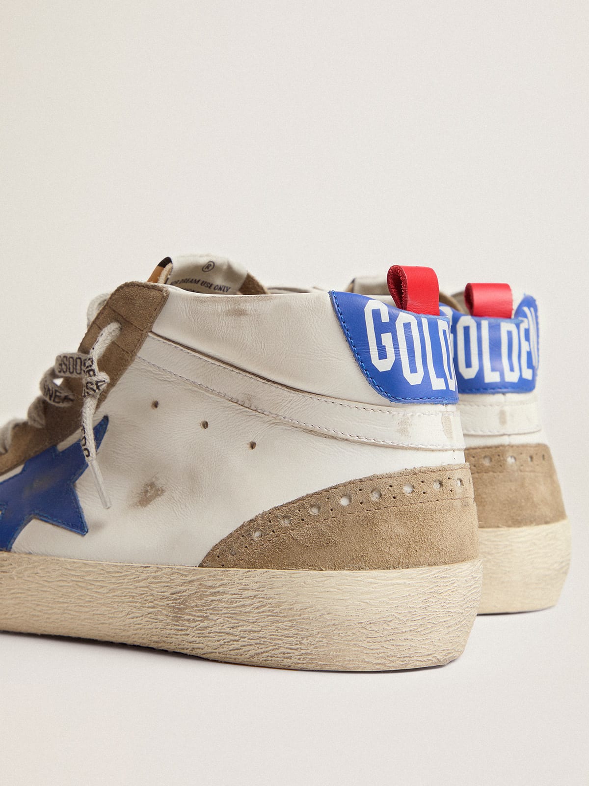 The Ricco in White Leather & Blue Red Strip - Old School Trainers