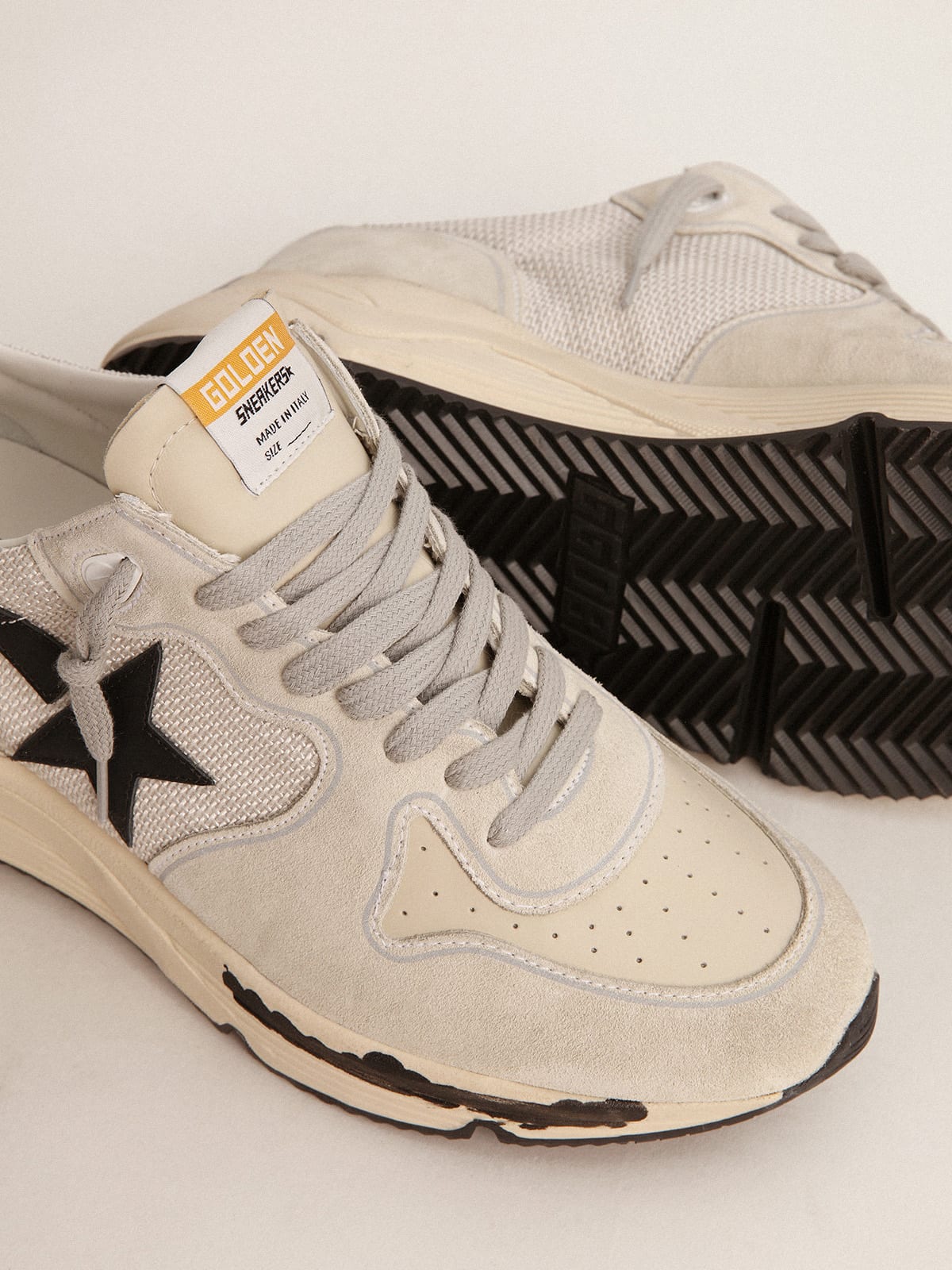 Running Sole sneakers in mesh and ice-gray suede | Golden Goose