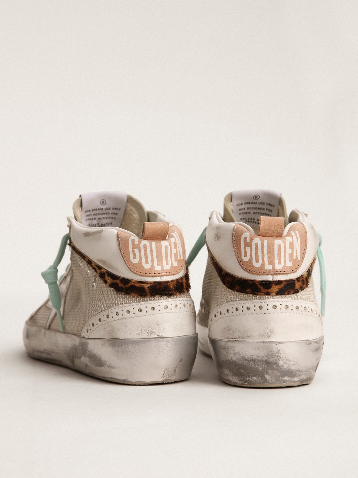 Golden Goose - Women's Mid Star with silver star and flash in leopard print pony skin in 