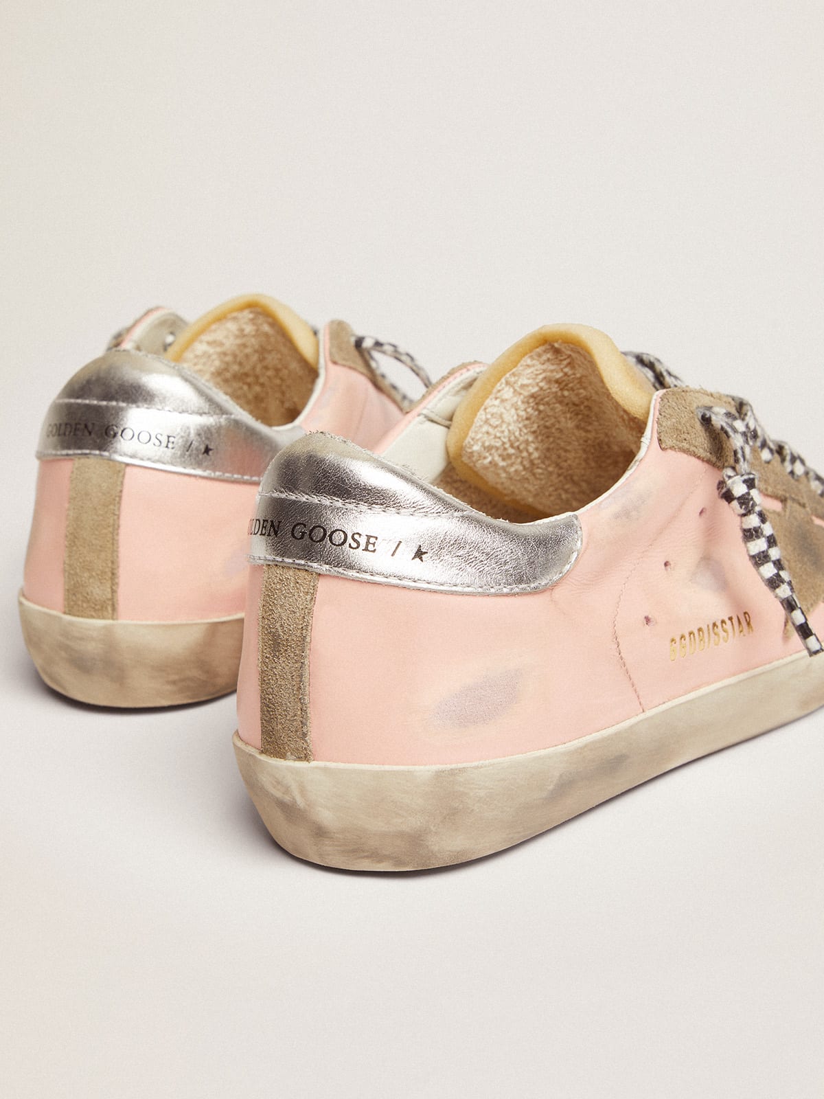 Golden Goose - Women's Super-Star with Silver Sparkle Foxing and Metal Stud Lettering, Woman, Size: 38