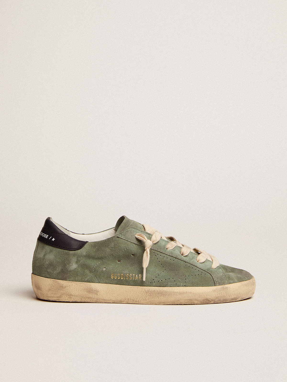 Super-Star sneakers in military-green with star dark blue leather heel tab | Golden Goose