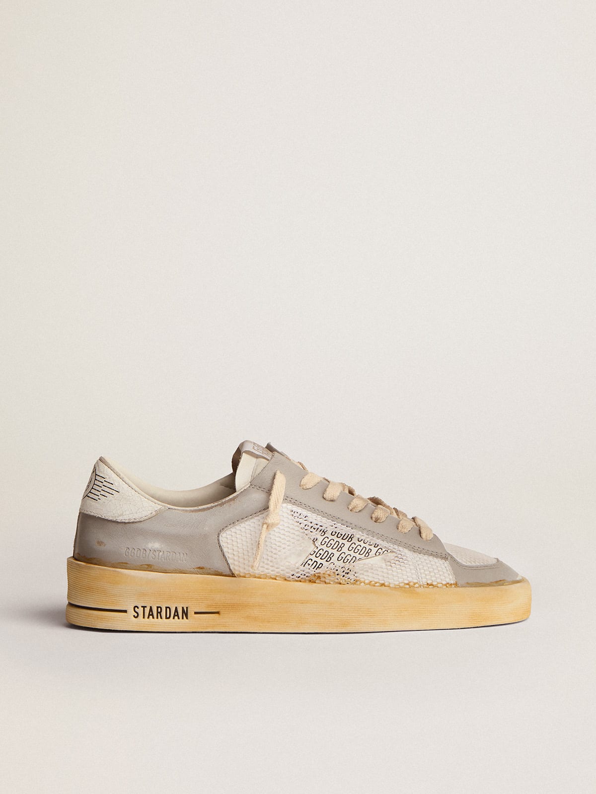 bacon besværlige telt Stardan sneakers with white leather star with GGDB print and white  crackle-leather heel tab | Golden Goose