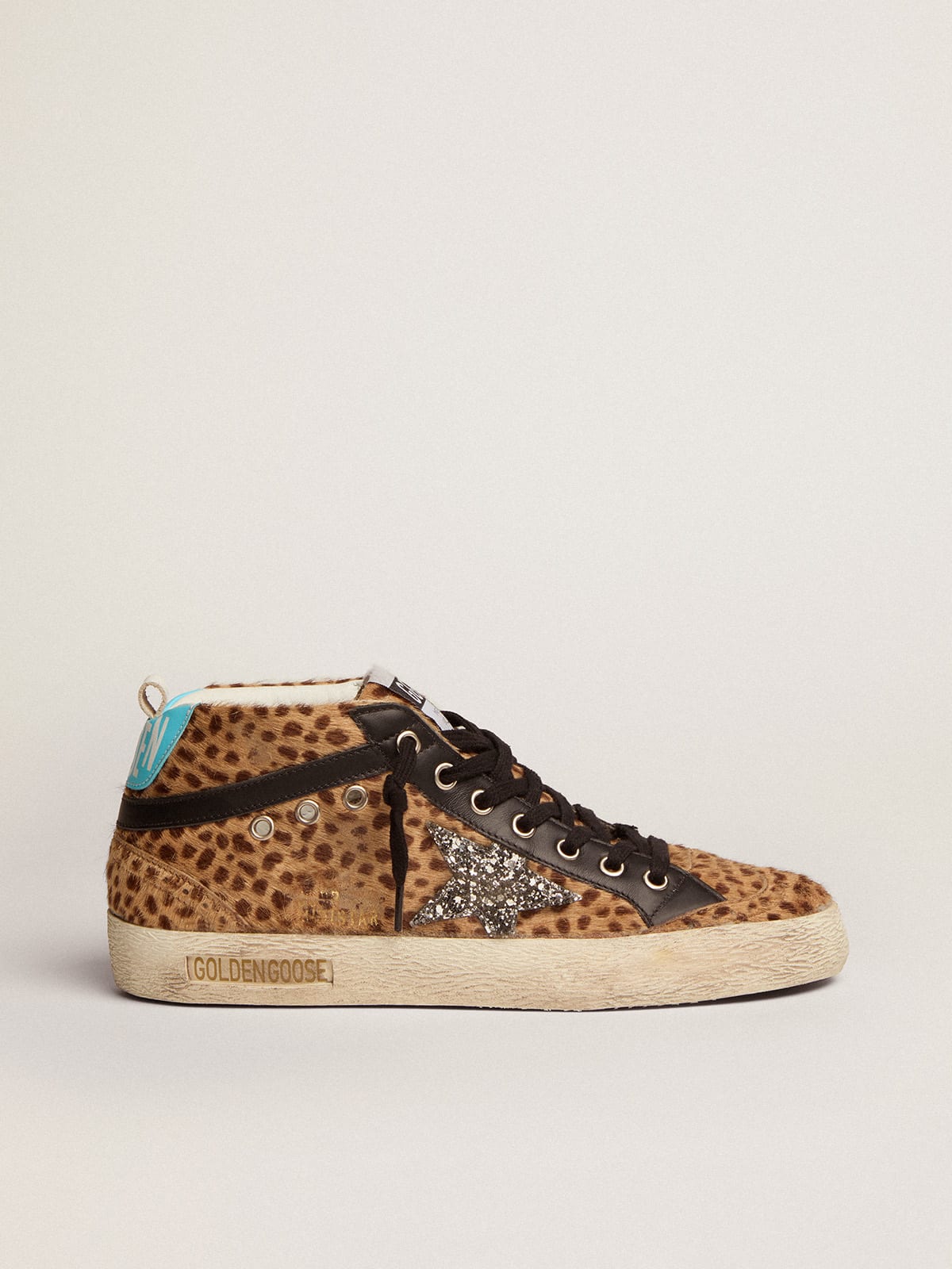 Golden Goose - Women's Mid Star in pony skin with animal print and silver star in 