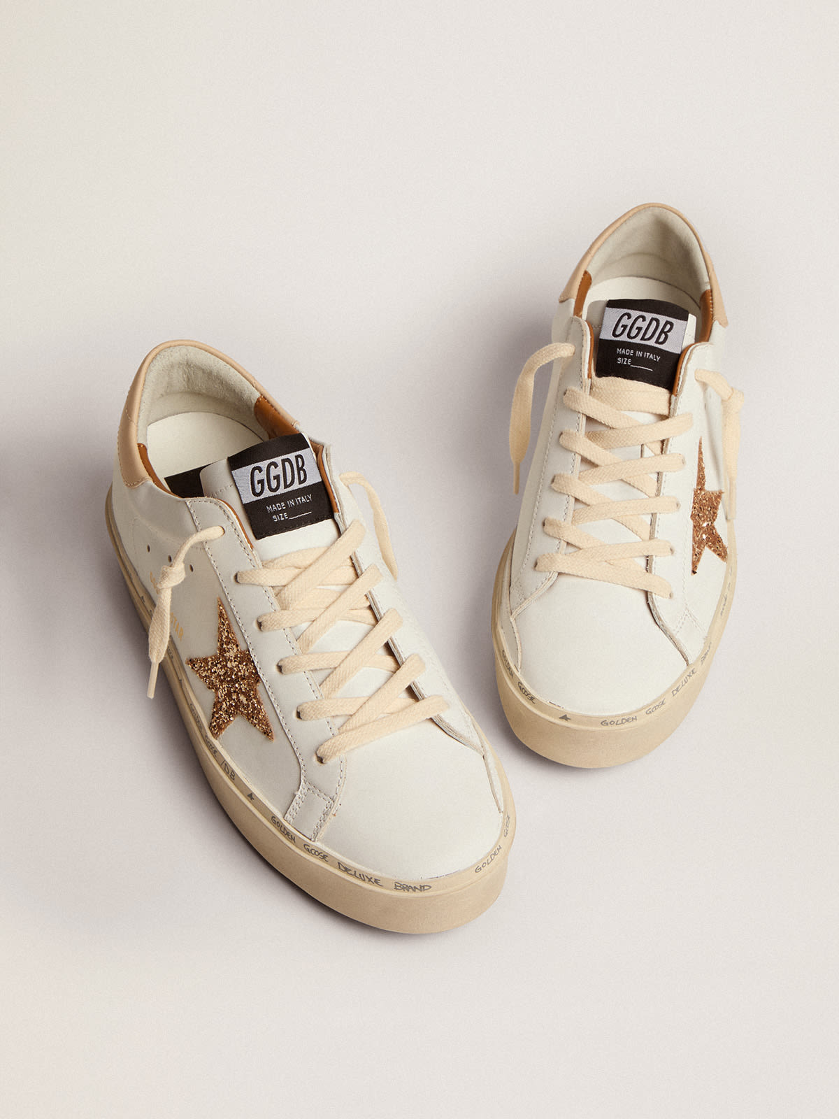 Golden Goose - Women's Hi Star with gold glitter star in 