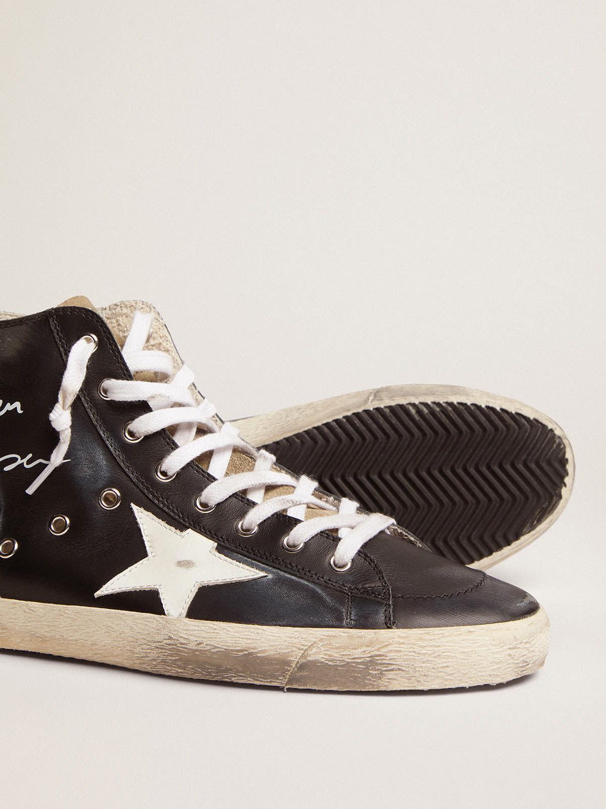 Golden Goose - Francy sneakers with black leather upper and white leather star in 