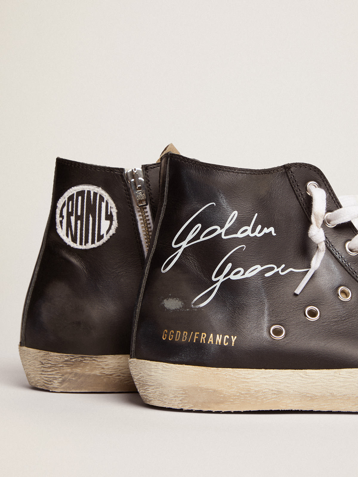 Women's Francy with black leather upper and white star | Golden Goose