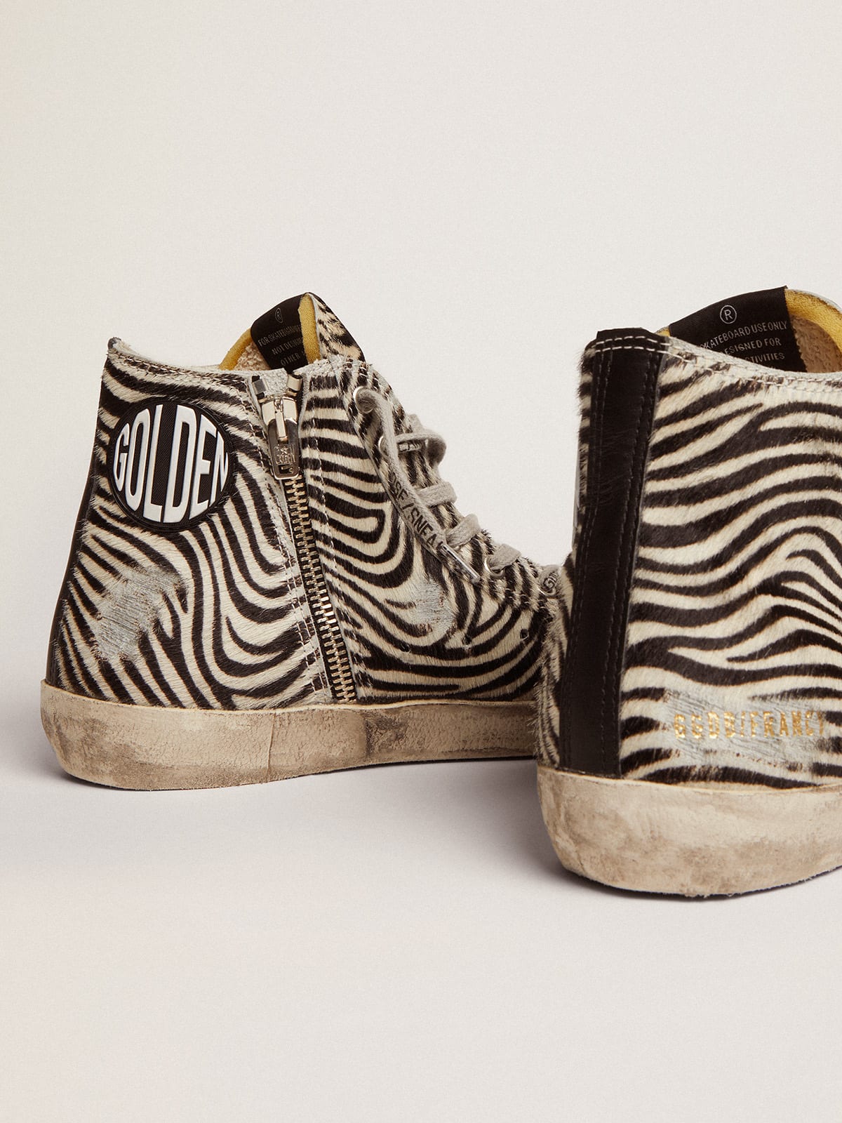Golden Goose - Sneaker Francy Penstar LTD in cavallino zebrato con stella in suede color tabacco e talloncino in pelle nera in 
