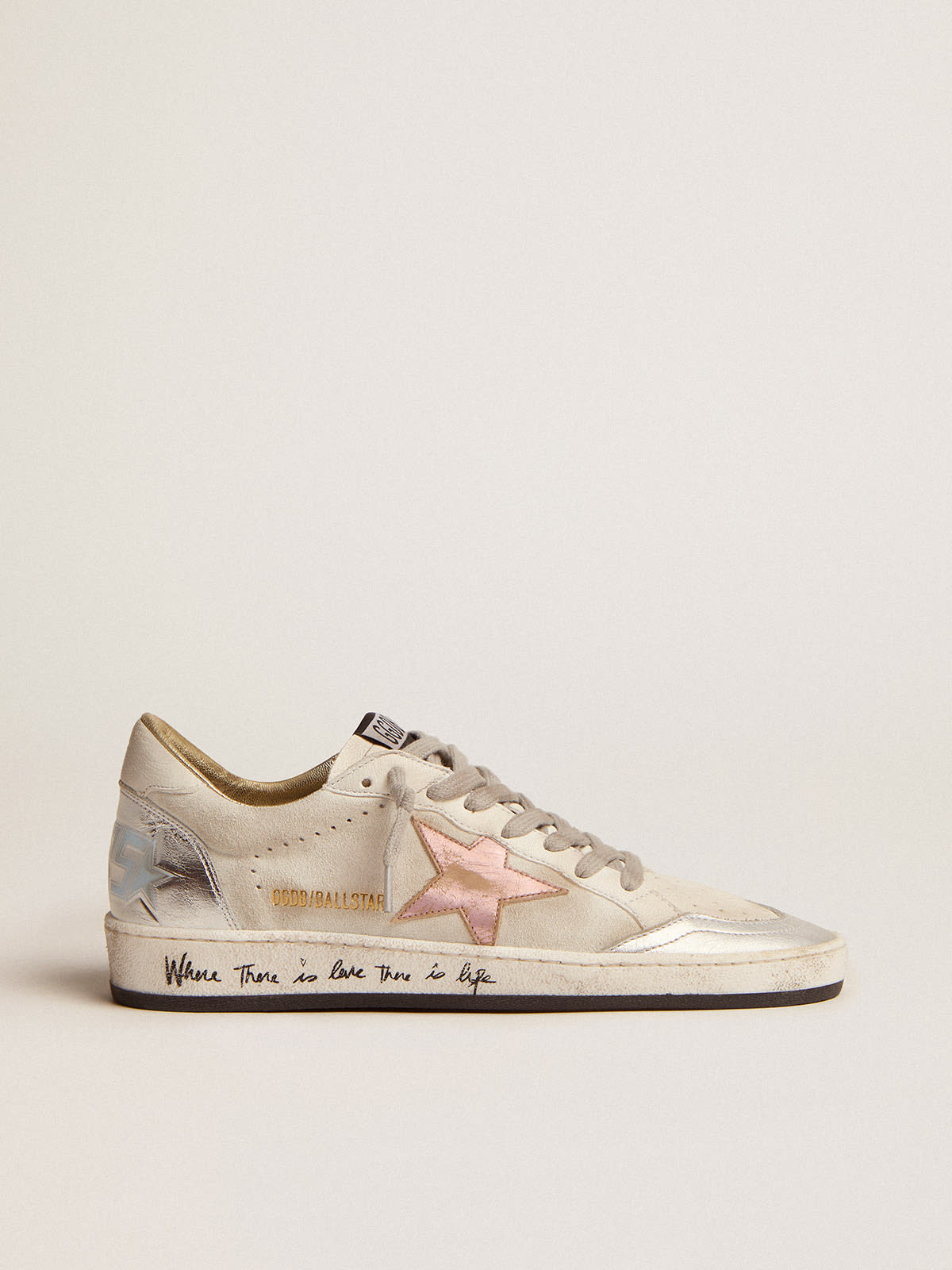 Golden Goose - Women's Ball Star in white suede with multicolor inserts in 