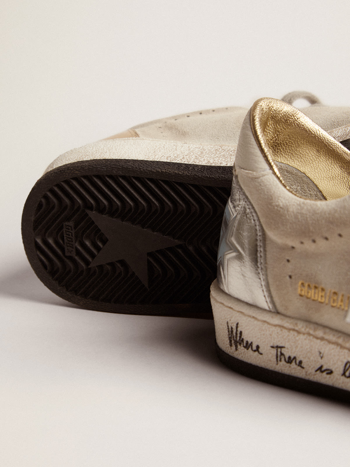 Golden Goose - Women's Ball Star in white suede with multicolor inserts in 