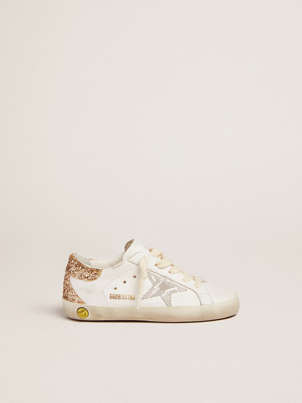 Super-Star sneakers with snake-print silver metallic leather star