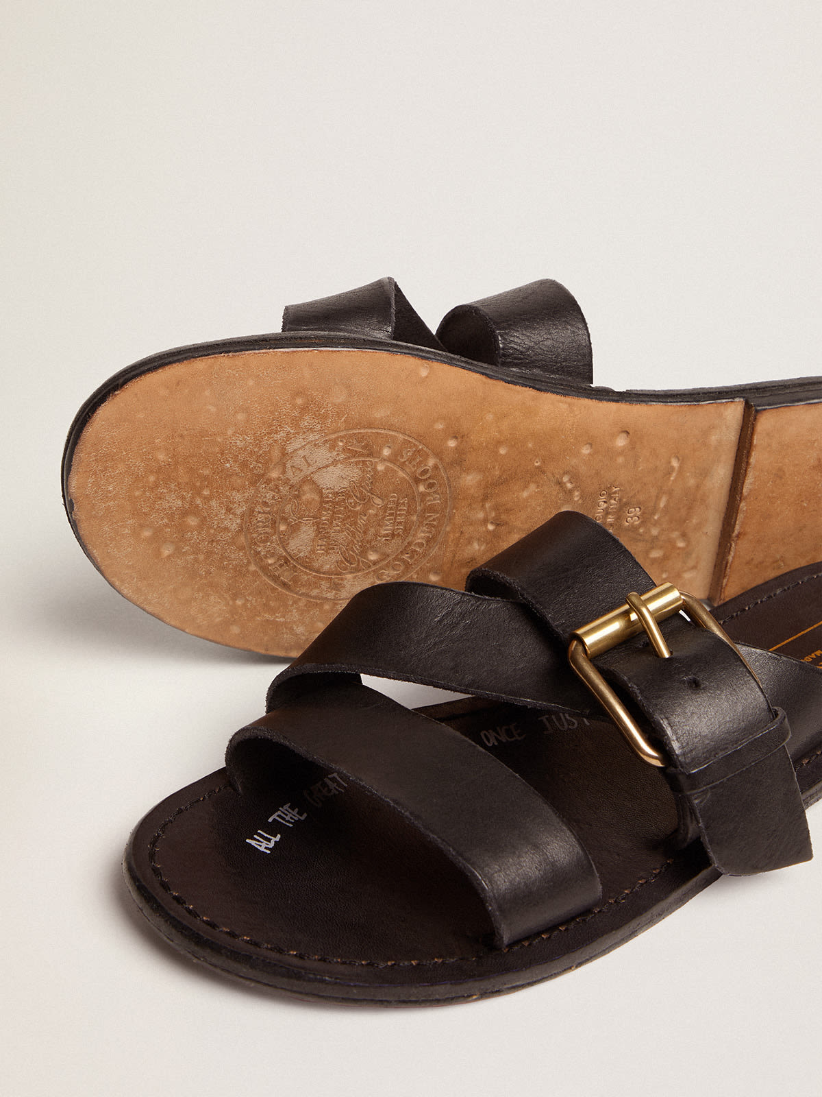 Buckle Strap - Black Leather Sandals