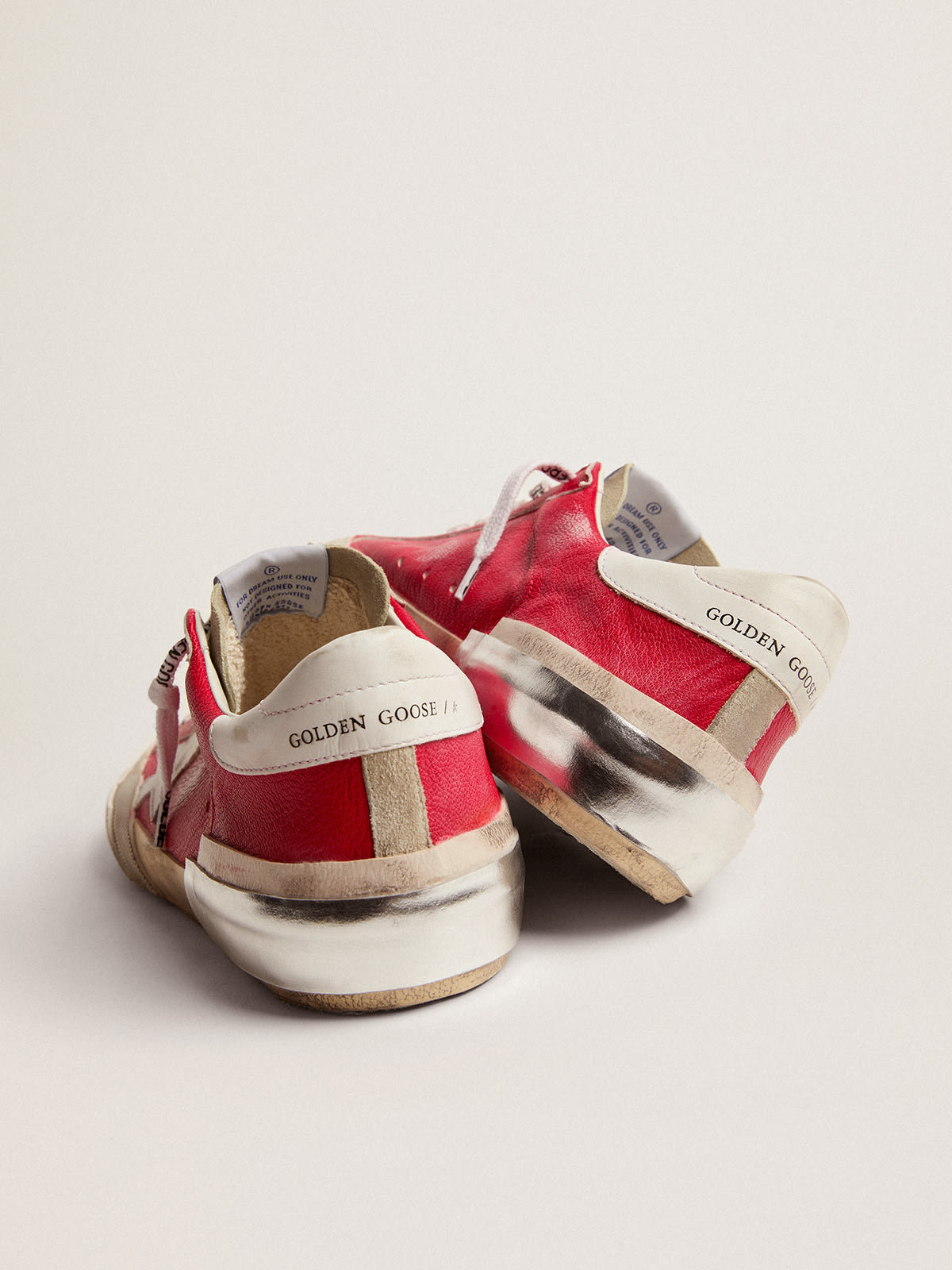 Golden Goose - Super-Star sneakers in red nappa leather with white leather star and heel tab in 