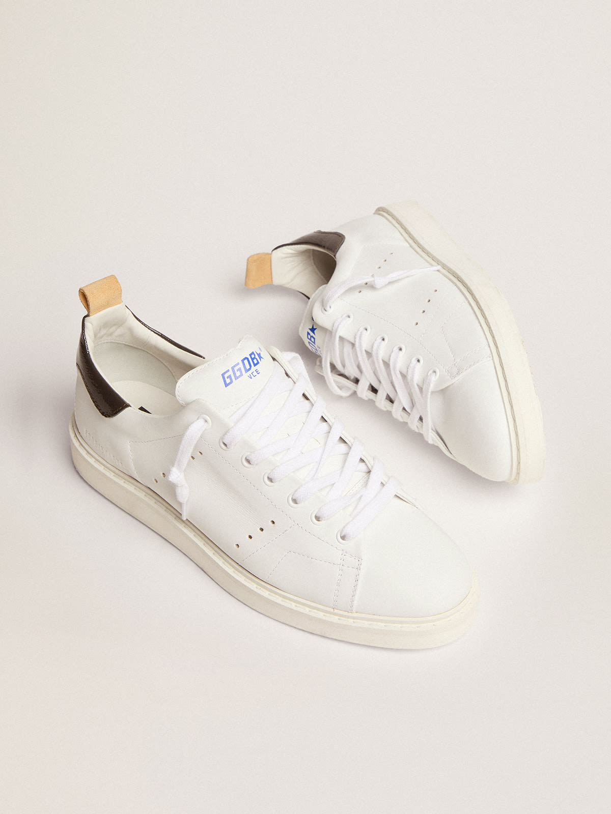 Golden Goose - Starter sneakers in white naplak with gray patent leather heel tab in 