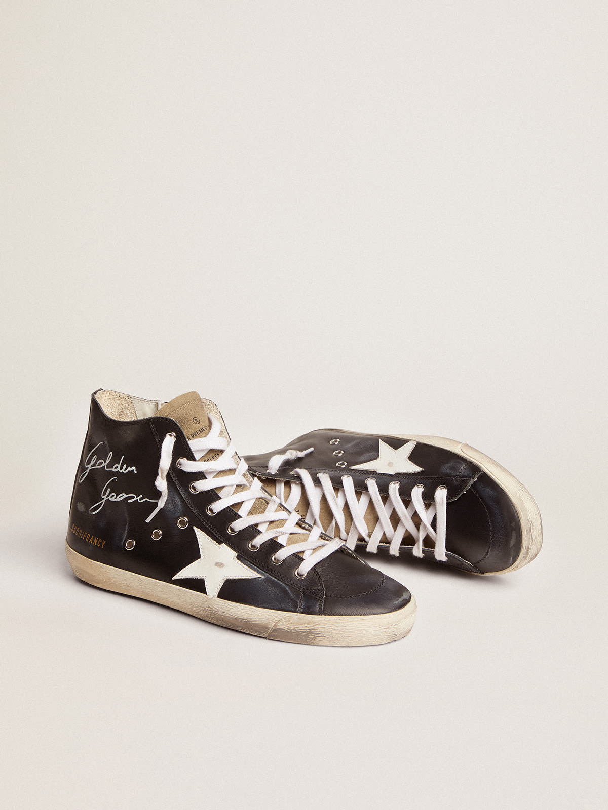 Men's Francy with black leather upper and white leather star