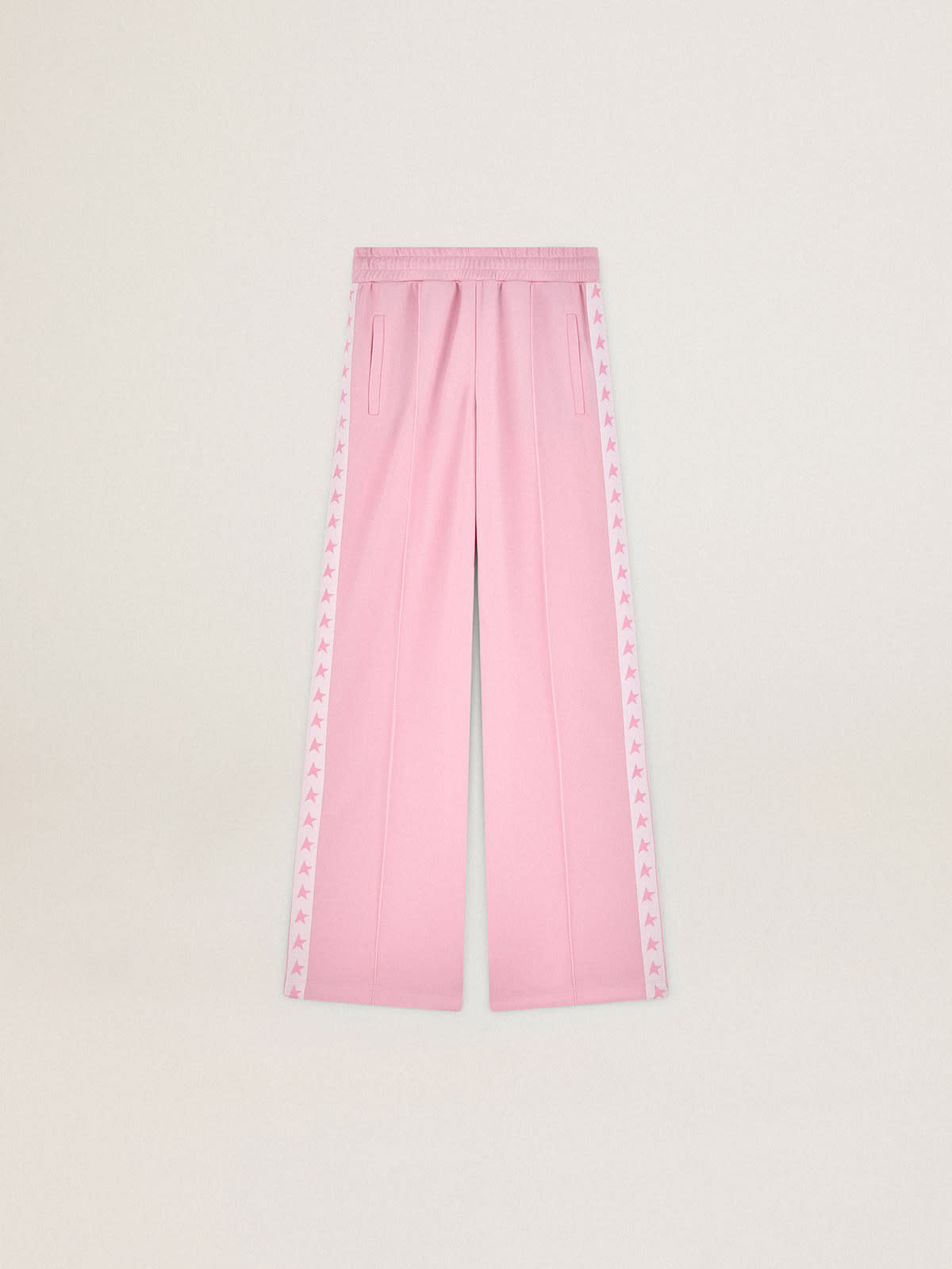 Golden Goose - Pantalón jogger Dorotea de la colección Star en color rosa con banda blanca y estrellas rosa en los lados in 