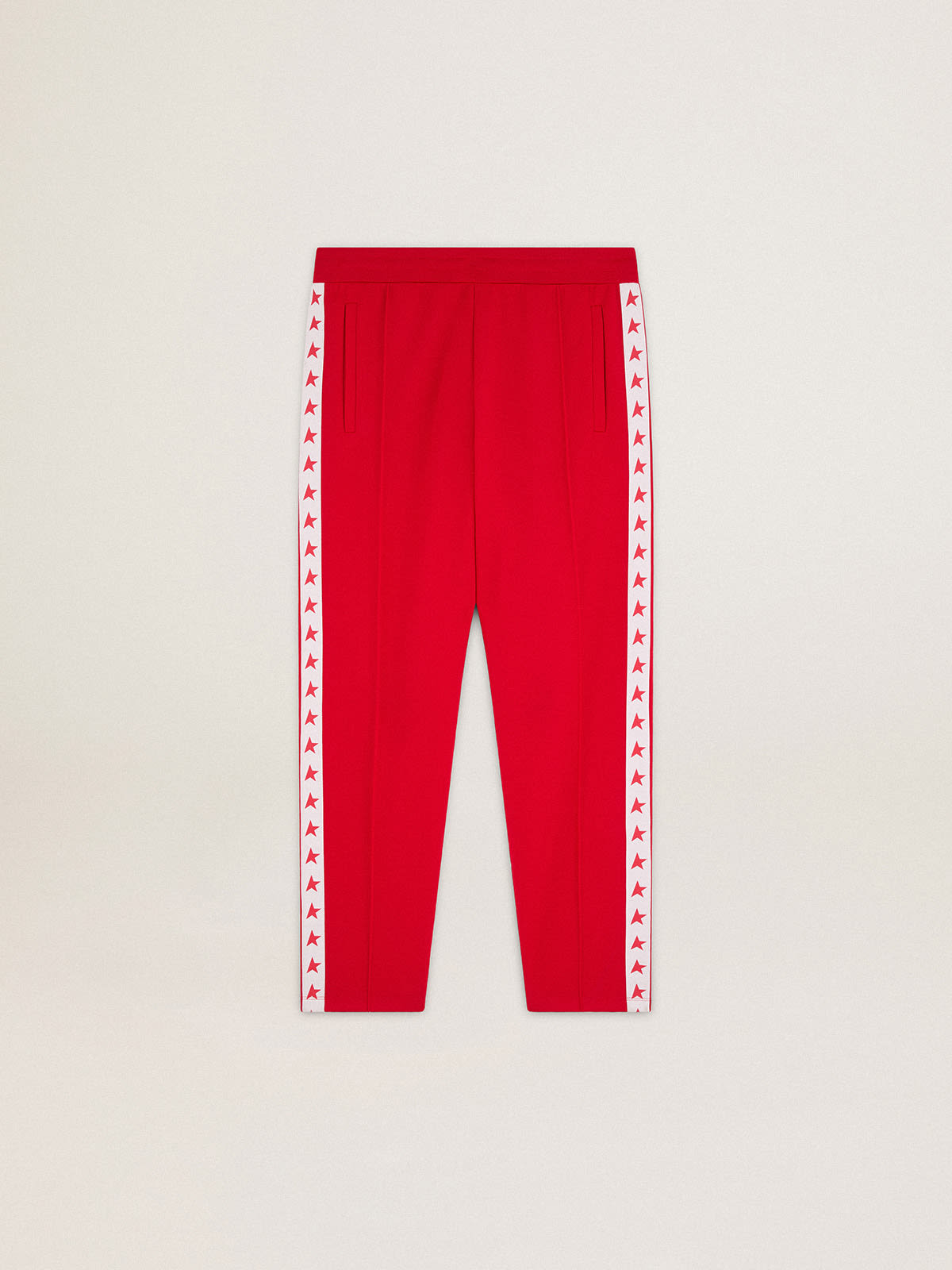 Golden Goose - Pantalón jogger Doro de la Colección Star en color rojo con estrellas rojas en los lados in 