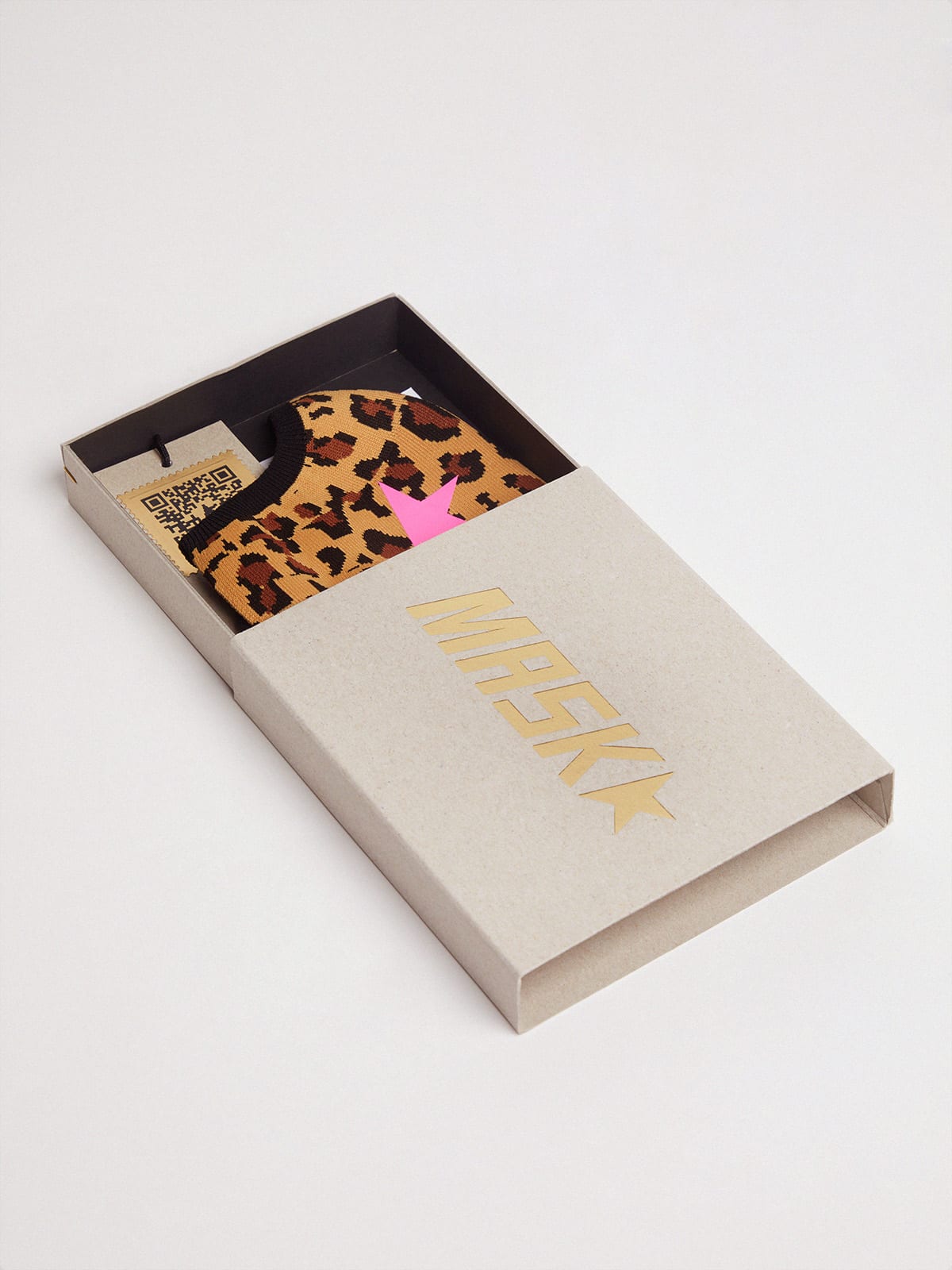 Golden Goose - Leopard print Golden face mask with fuchsia star in 