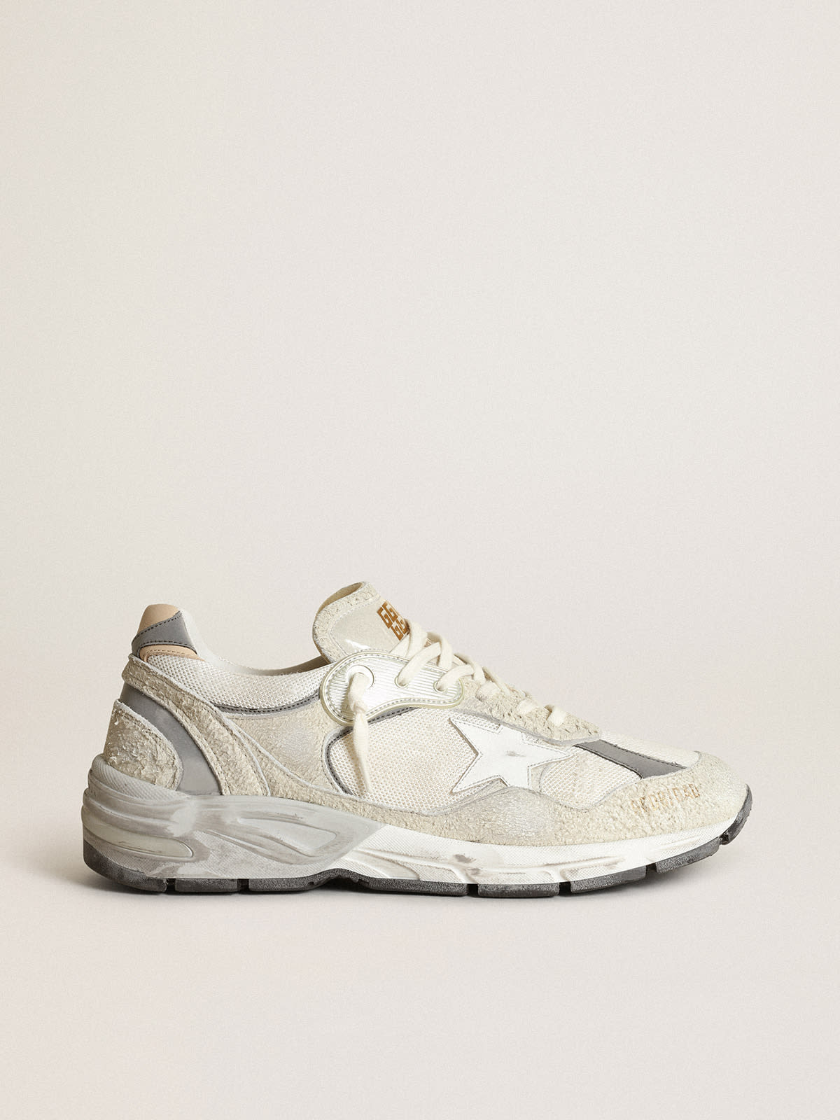 Golden Goose - Dad-Star para hombre de ante blanco y gris y estrella de piel blanca in 