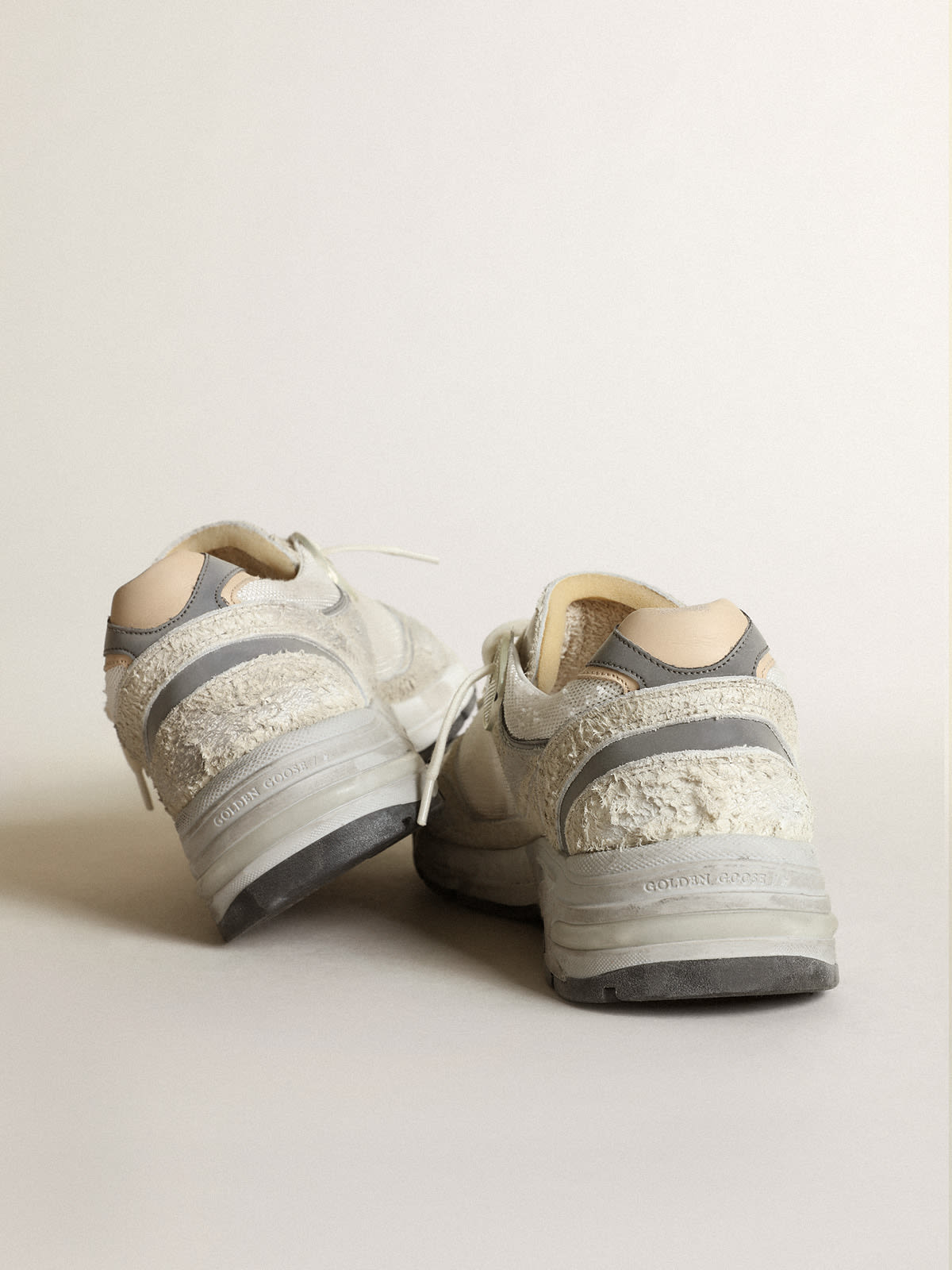 Golden Goose - Dad-Star Donna in rete e suede color bianco in 