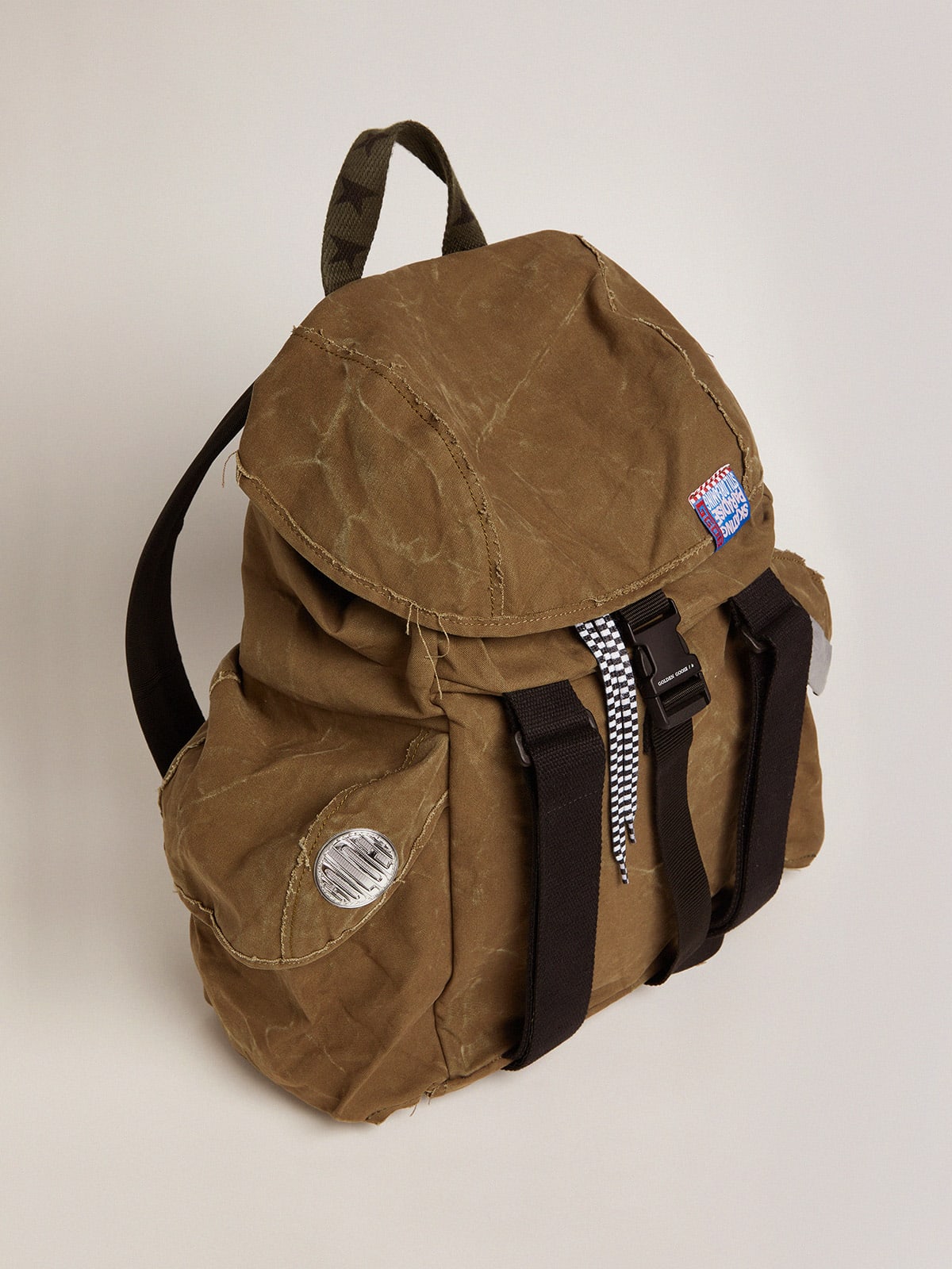 Golden Goose - Dreamer backpack in military green fabric with side pockets in 