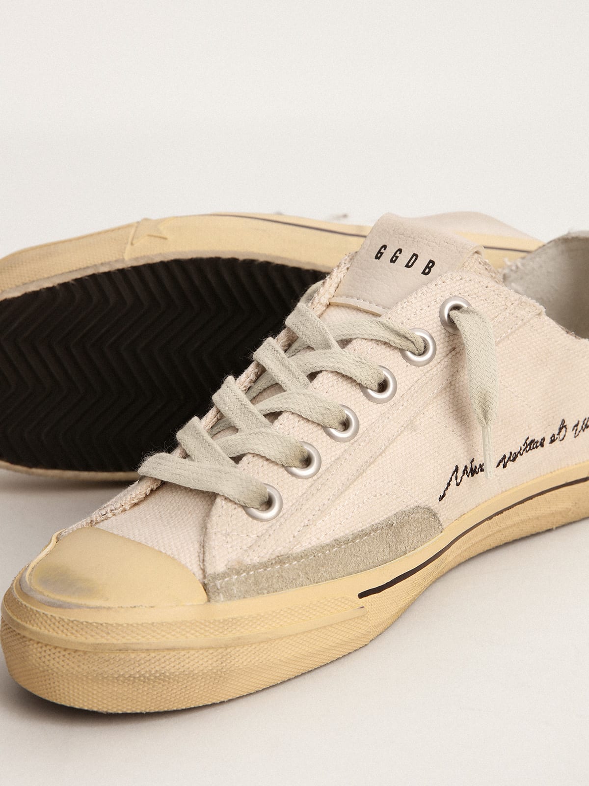 Golden Goose - Men's V-Star LTD with black suede star and embroidered lettering in 