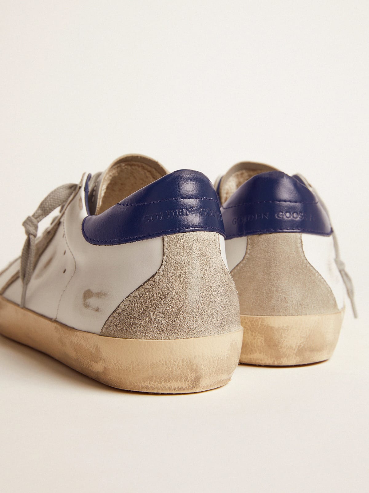 Golden Goose - Men's Super-Star with suede star and blue heel tab in 