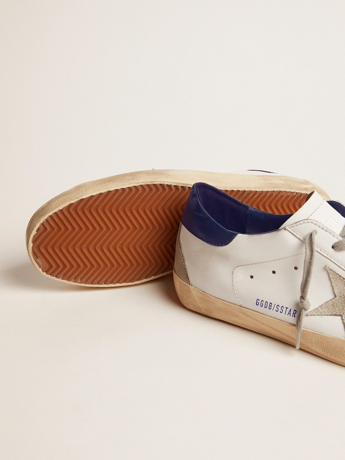 Golden Goose - Women's Super-Star with suede star and blue heel tab in 
