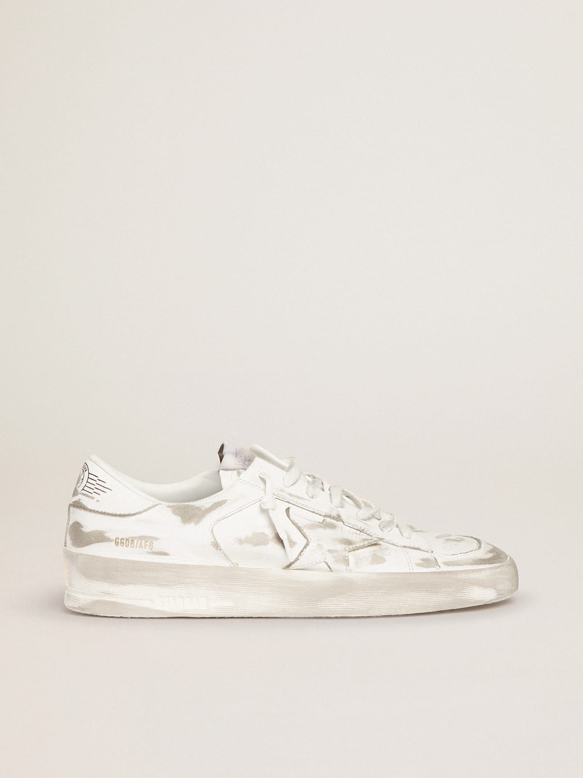 Stardan sneakers in white leather with lived-in treatment | Golden Goose