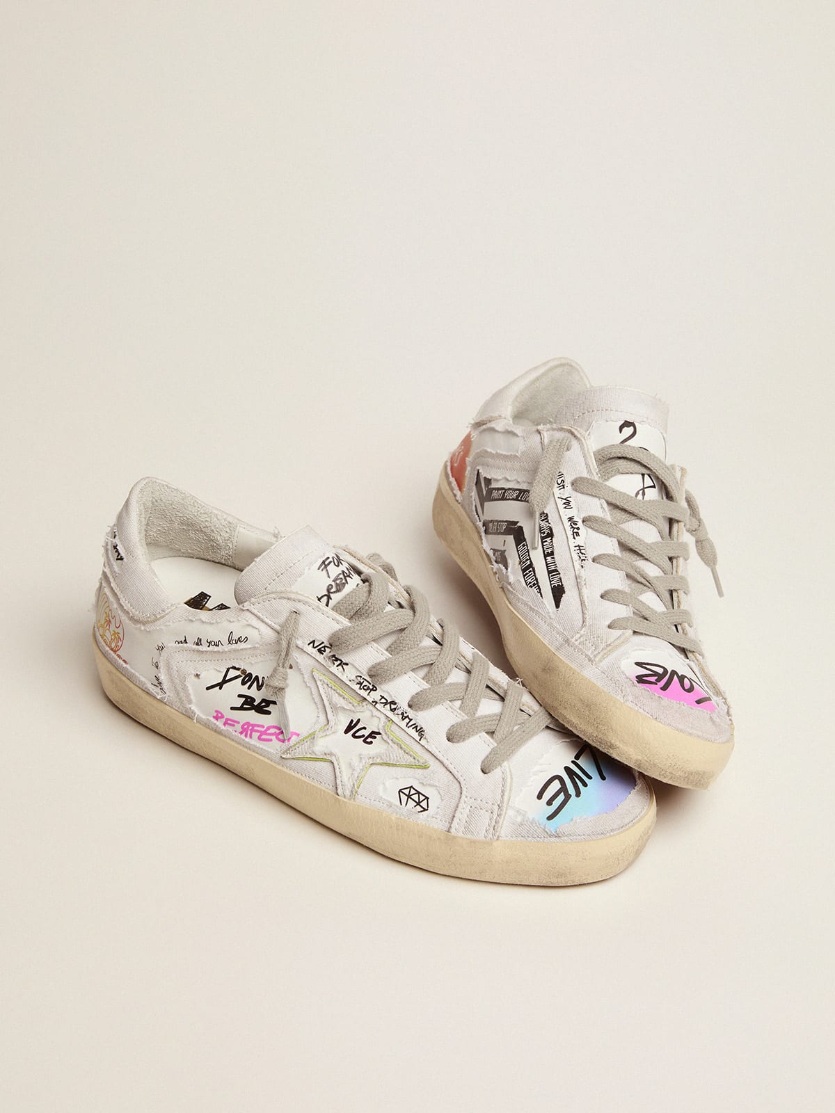 Golden Goose - Men's Super-Star Dream Maker in white with reverse construction in 