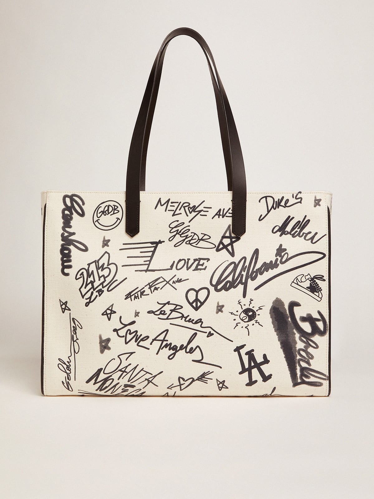 Golden Goose - Women's California Bag East-West white with graffiti print in 