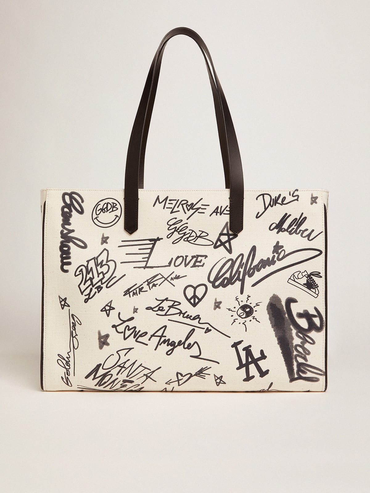 Golden Goose - California Bag East-West femme blanc avec imprimé graffiti in 