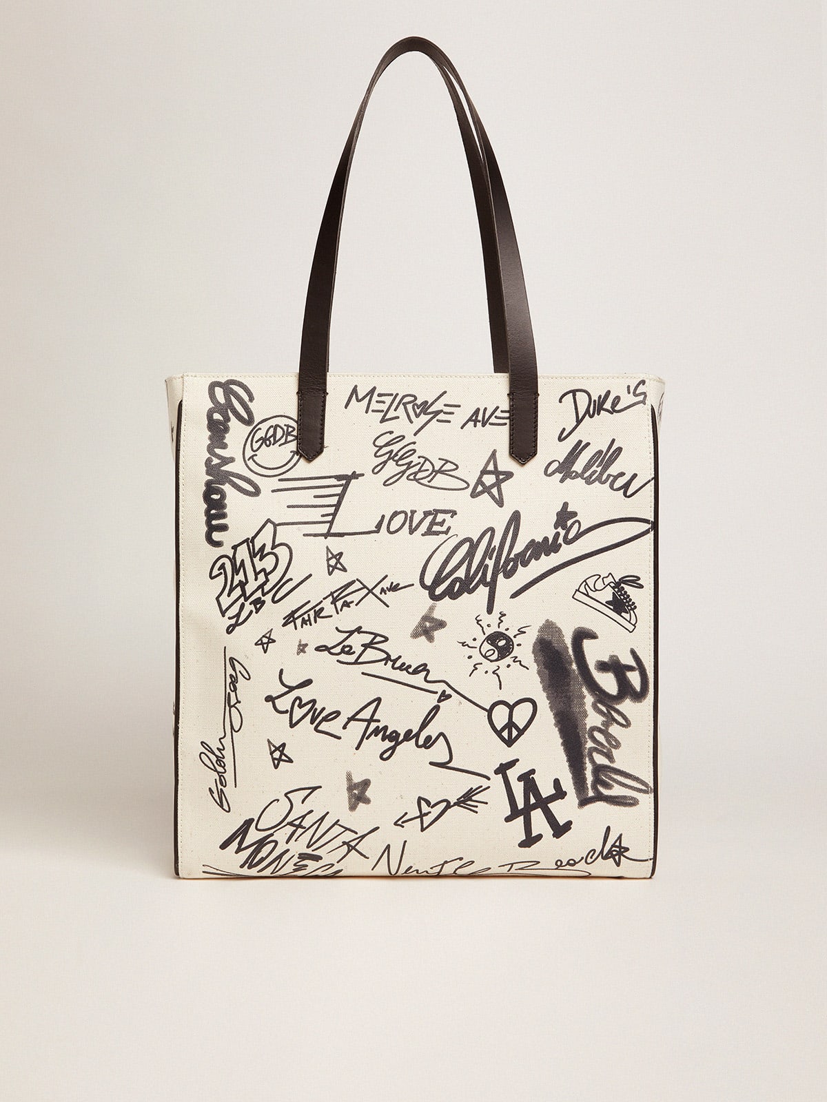 Women s California Bag North South white with graffiti print