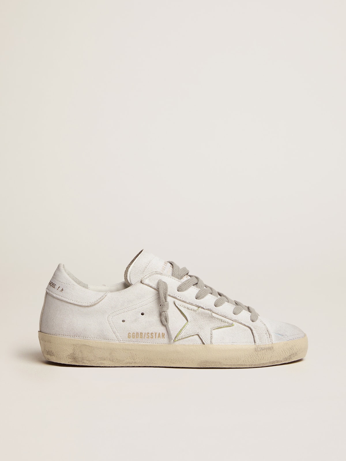 Sneakers Super-Star En Cuir Blanc Avec Contrefort Pailleté, 44% OFF