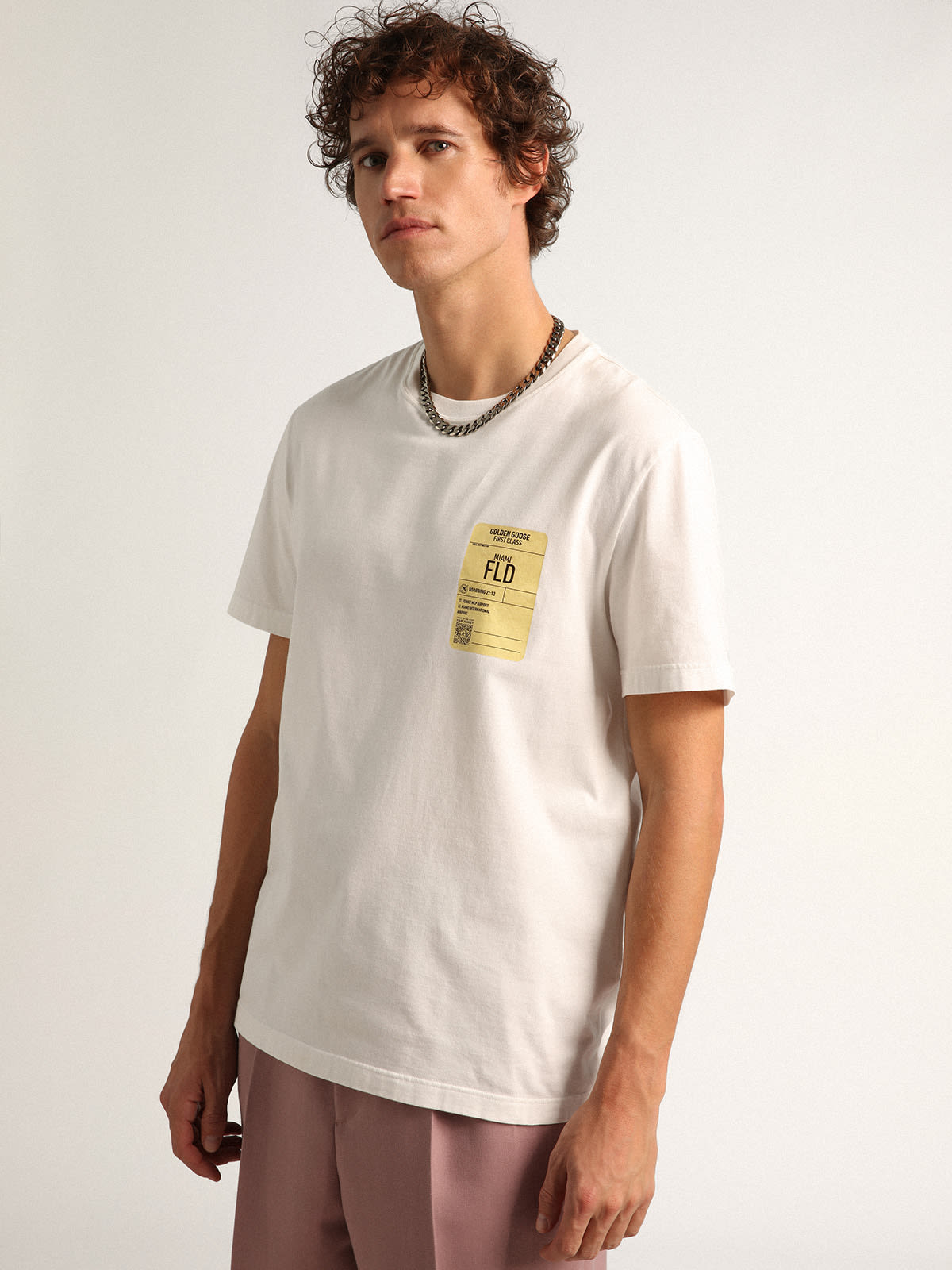 White Journey Collection T-shirt with Golden Goose first class 