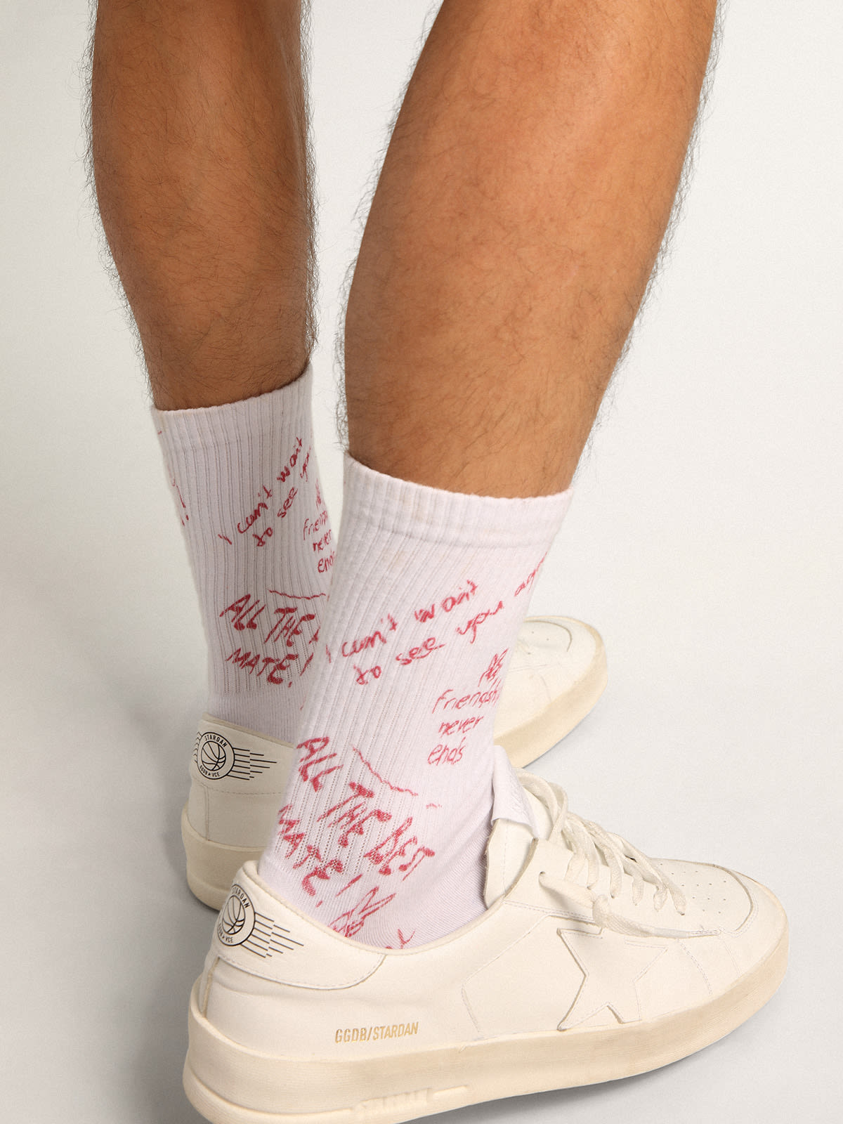 Golden Goose - White socks with red lettering print in 