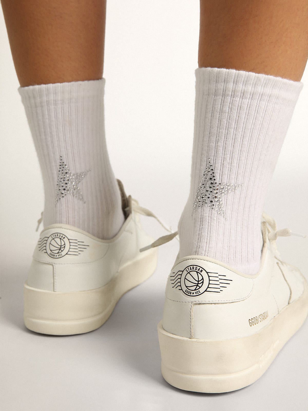 Golden Goose - White socks with crystal star on the back in 