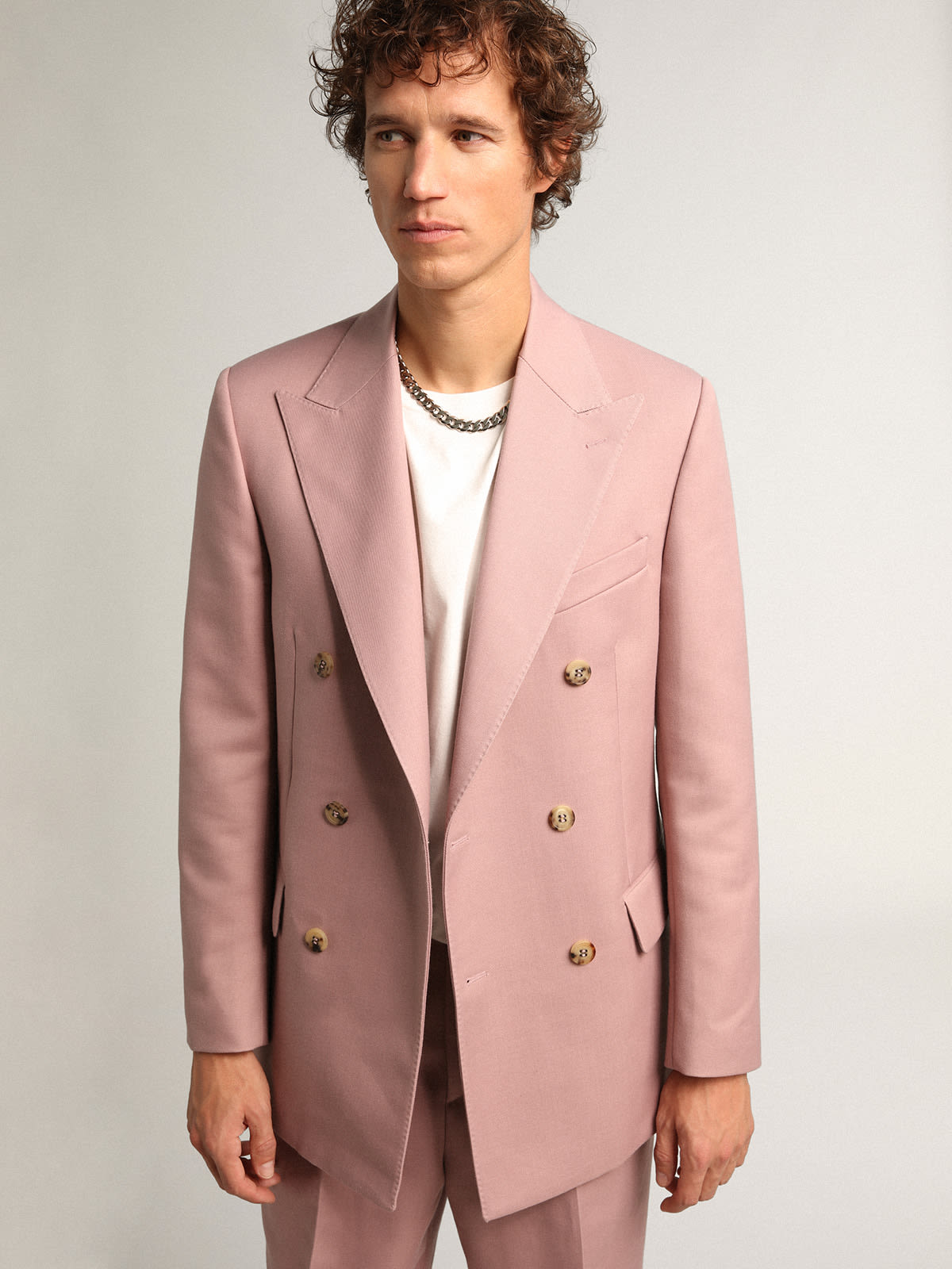 Mens pink double breasted on sale blazer