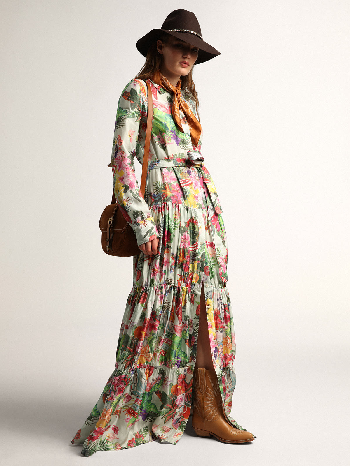 Journey Collection Dalma shirt dress in multicolored tropical