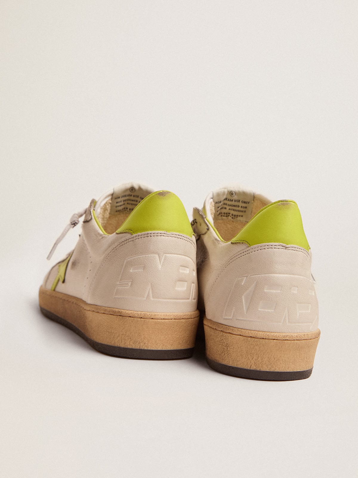 Golden Goose - Men's Ball Star LTD with lime green leather star and heel tab in 