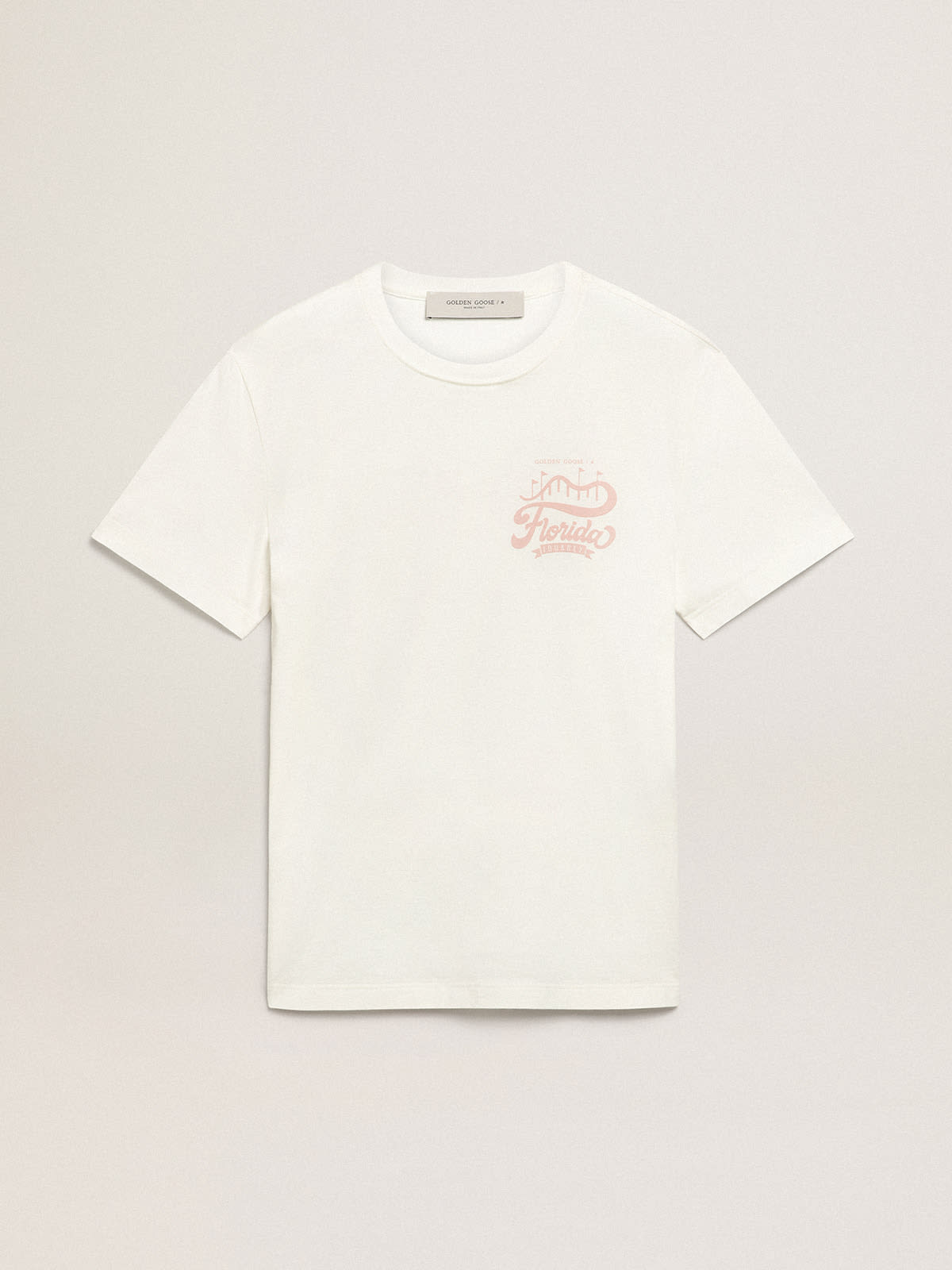 Golden Goose - White Journey Collection T-shirt with lilac double print in 