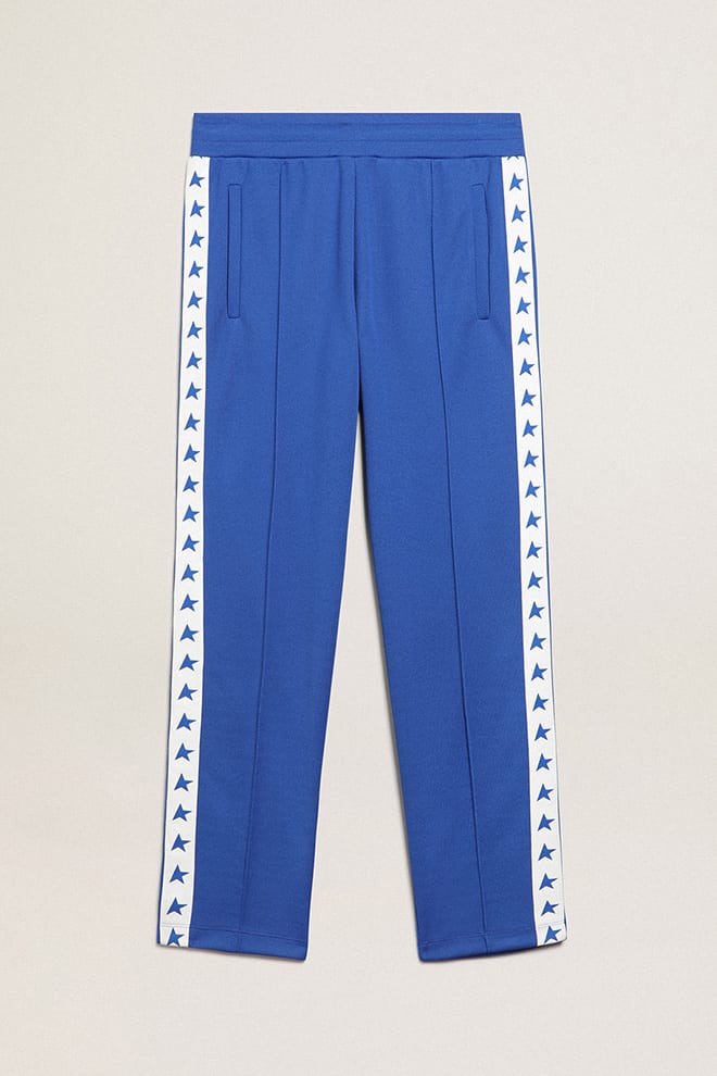 Golden Goose - Pantalon de jogging homme bleu avec bande et étoiles sur les côtés in 