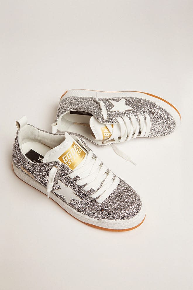 Golden goose white sale silver glitter