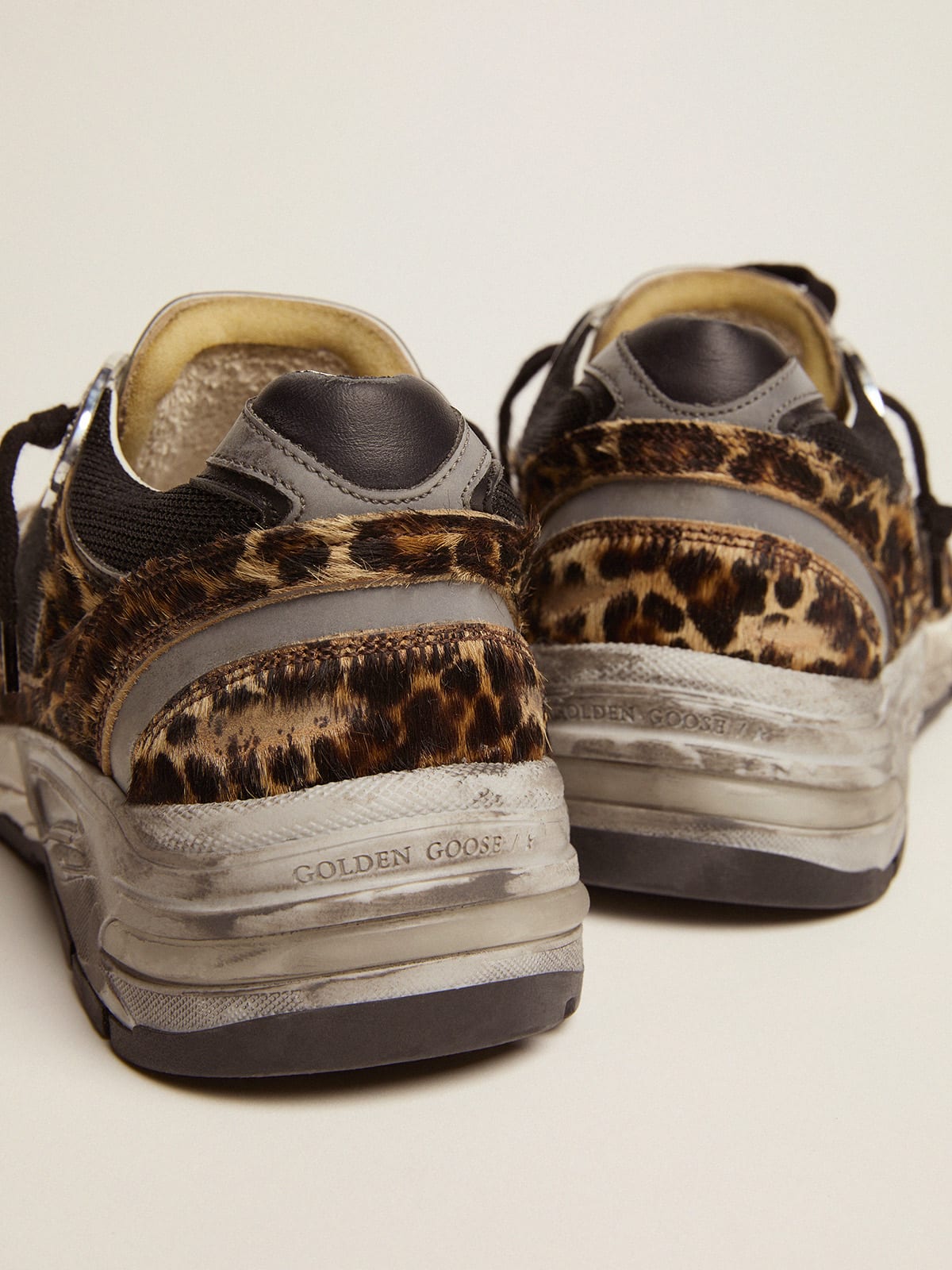 Golden Goose - Women's Dad-Star in leopard print pony skin and white star in 