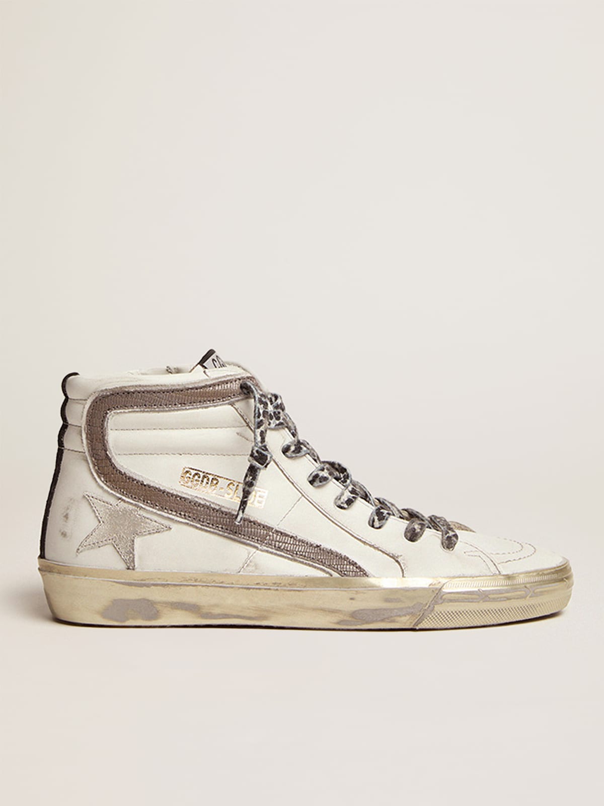 Golden Goose - Women's Slide with star in white suede and leather flash in 
