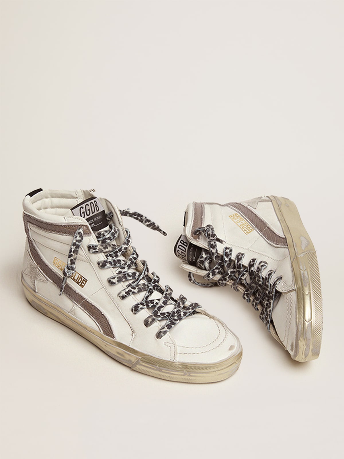 Golden Goose - Slide para mujer con estrella de ante y destello de piel blancos in 