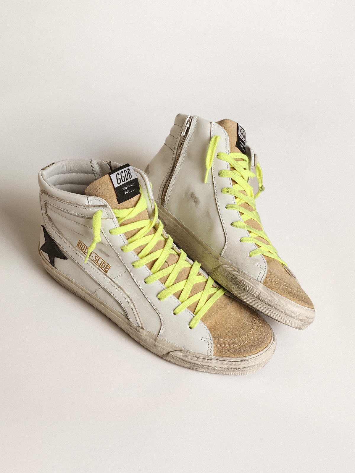 Golden Goose - Slide sneakers in suede and leather with camouflage vertical strip in 