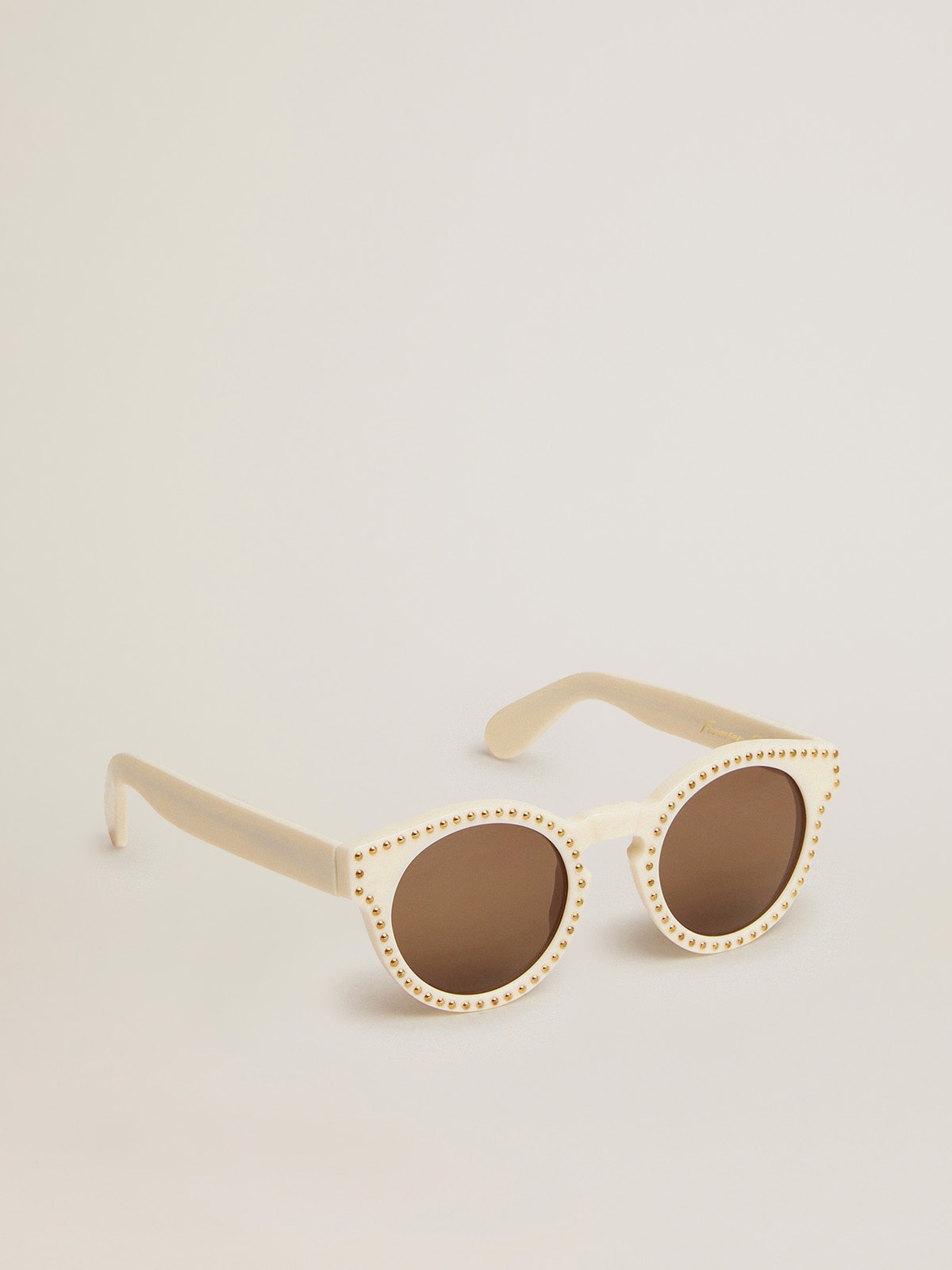 Sunglasses Panthos model with white frame and gold studs | Golden